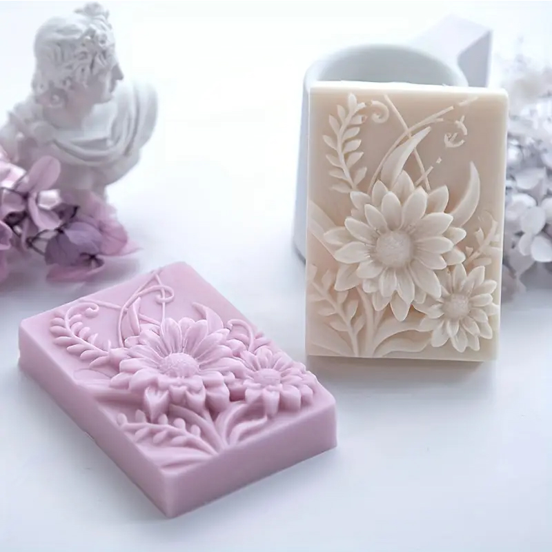 Soap Mold Silicone Loaf - Cetakan Silikon Sabun Persegi Bunga 3D
